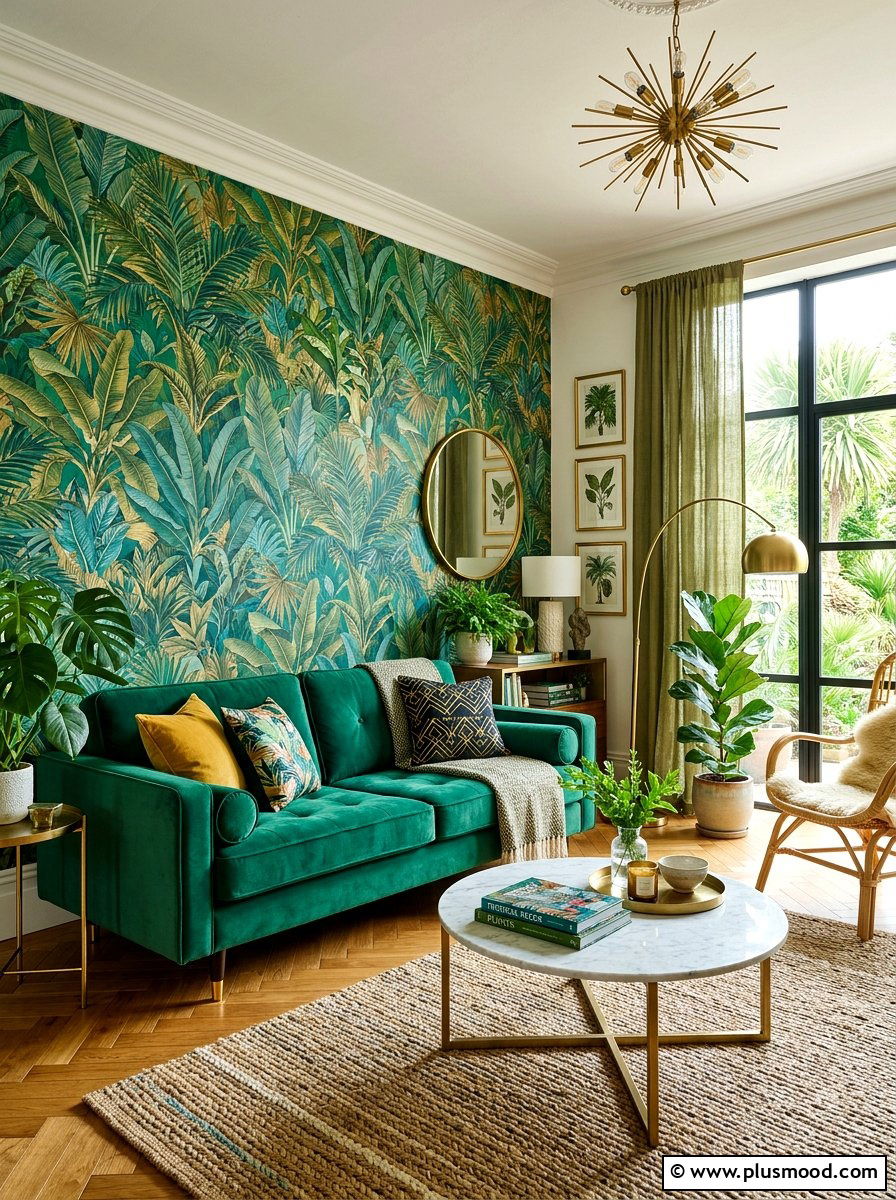 Botanical print wallpaper - 25 summer living room styling ideas