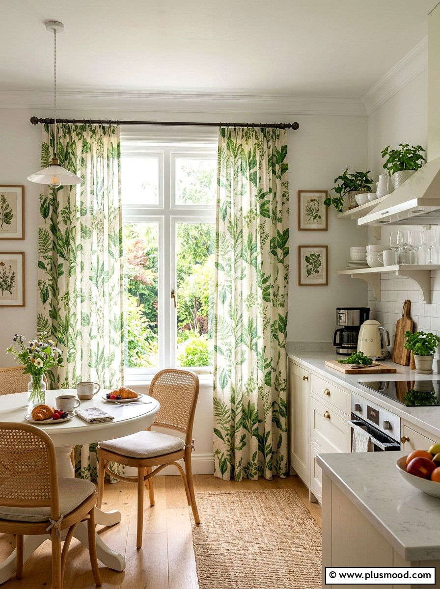 Botanical window treatment kitchen - 25 summer floral kitchen decor ideas