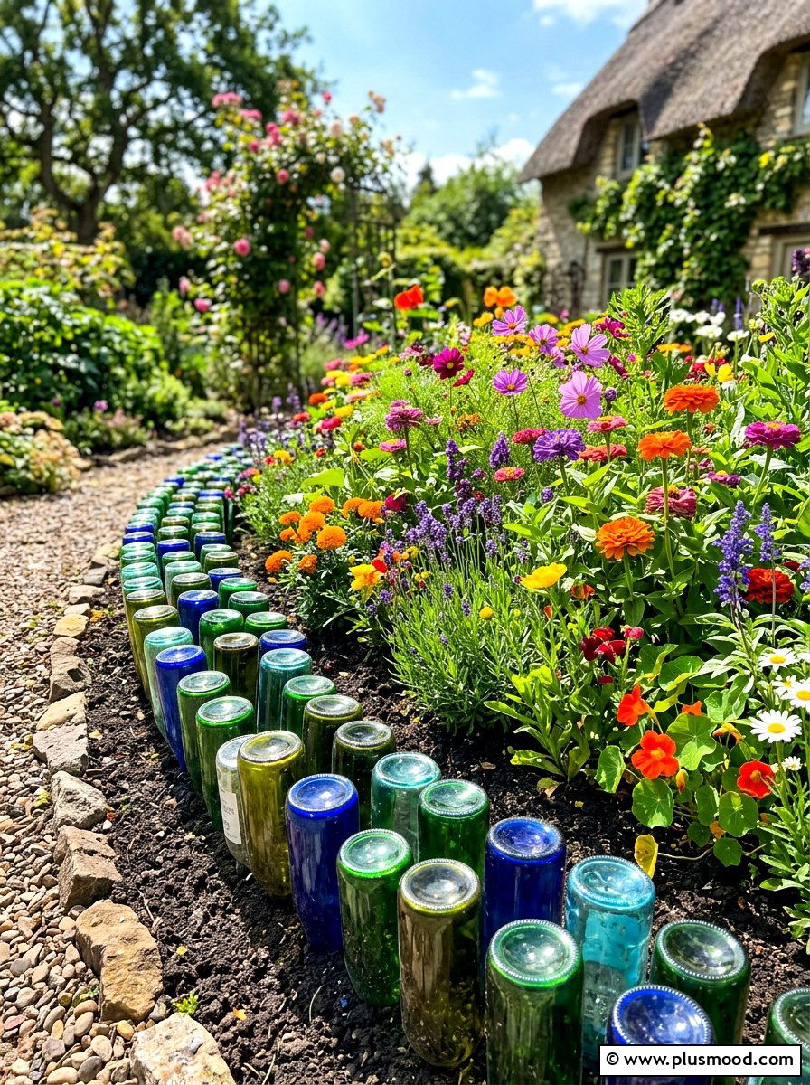 Bottle Garden Edging - 25 summer garden edging ideas