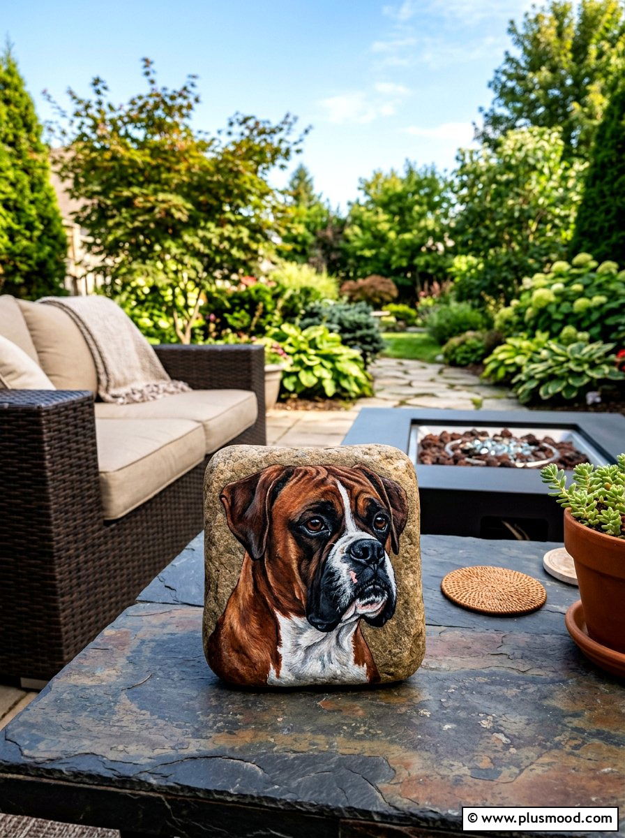 Boxer Painted Rock - 25 painted rock ideas with dogs