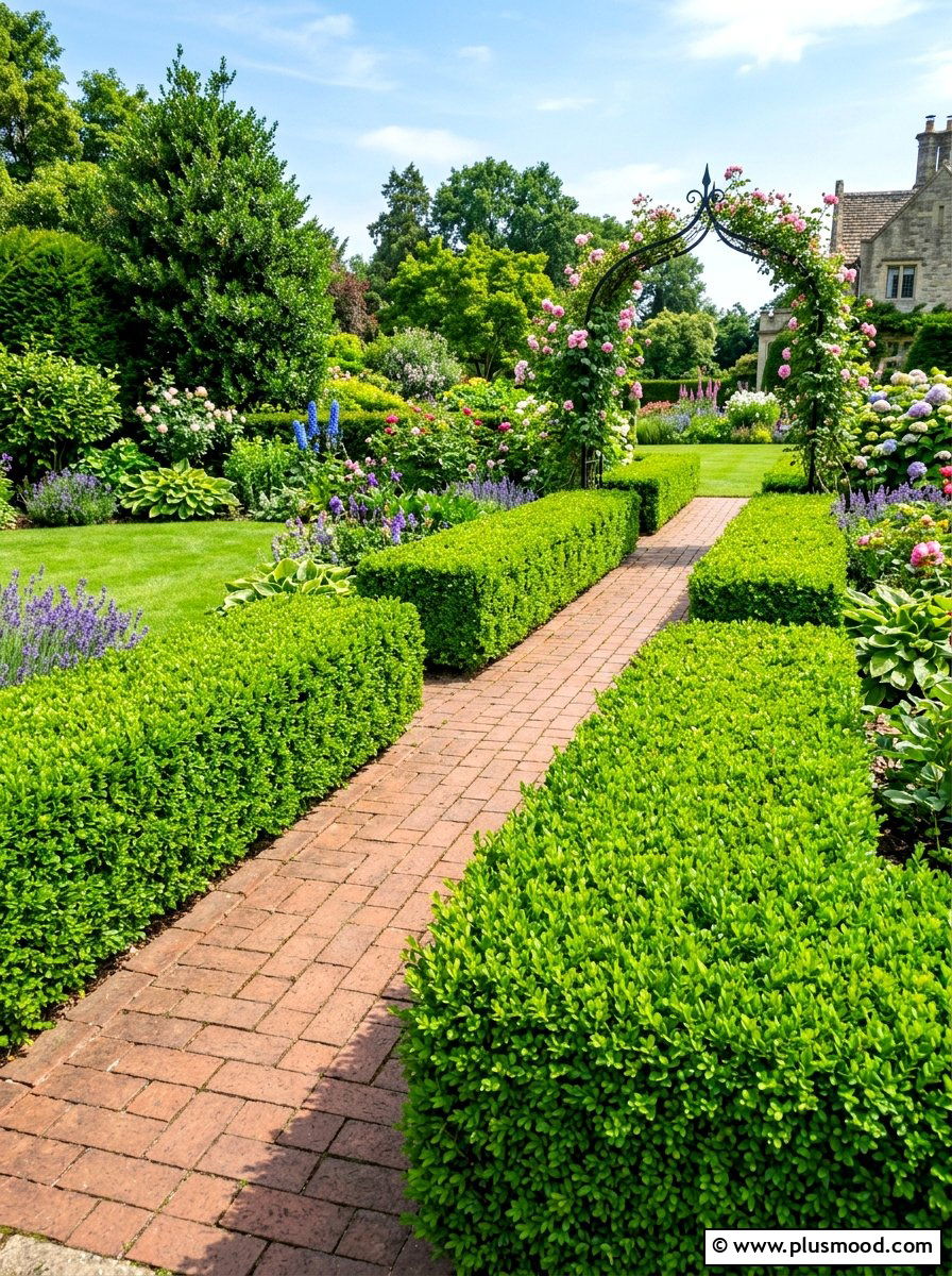 Boxwood Hedge Border - 25 summer curb appeal landscaping ideas