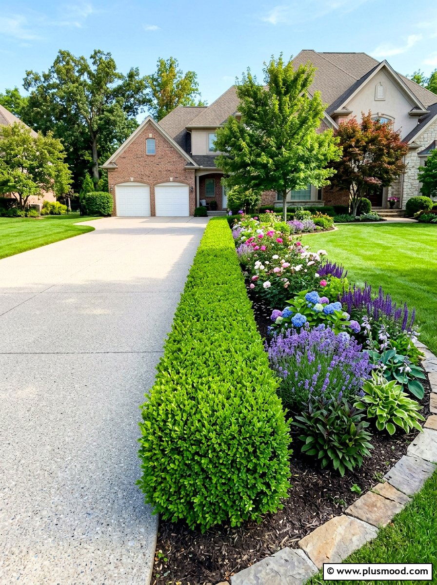 Boxwood Hedge Border - 25 summer tidy front yard ideas