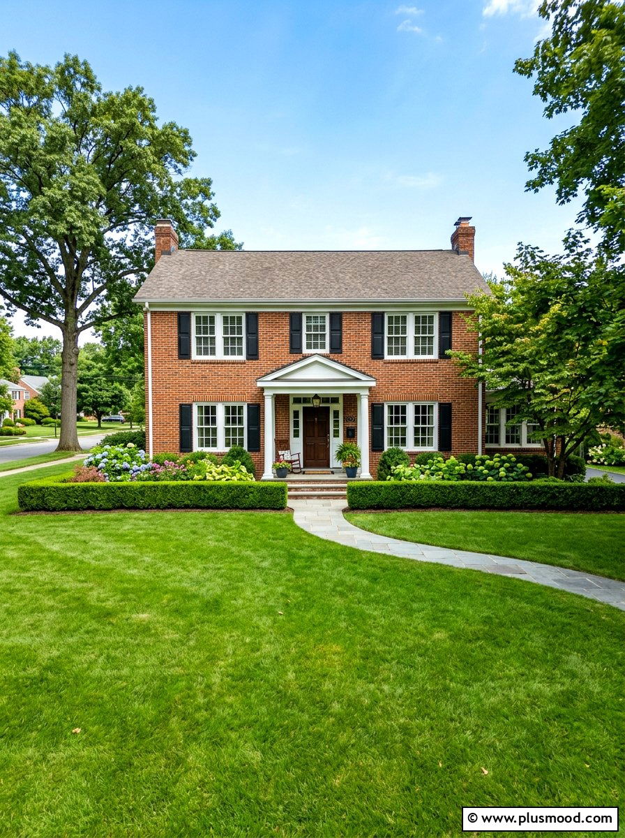 Boxwood Hedge Brick House - 25 summer brick house curb appeal ideas