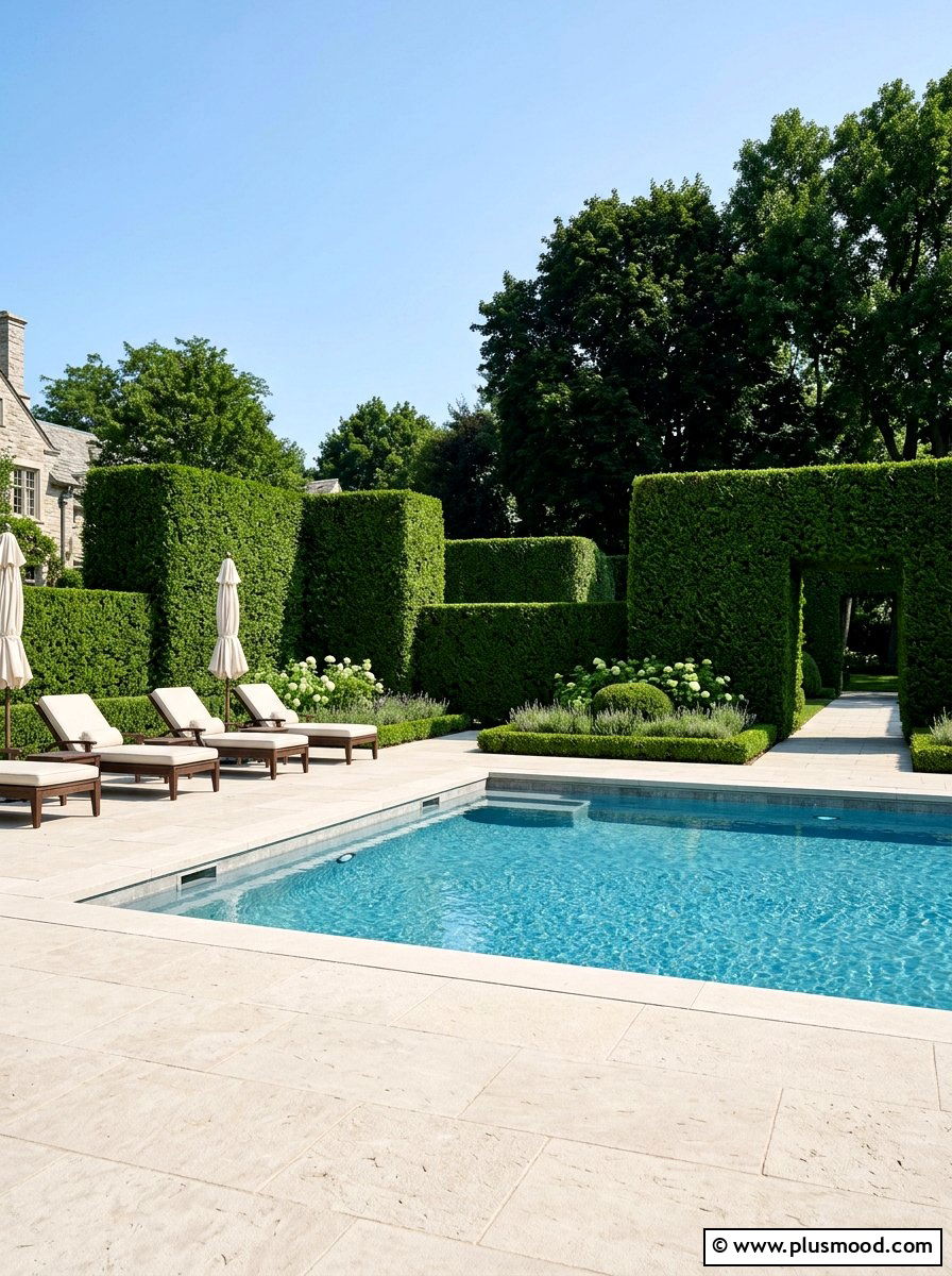 Boxwood Hedge Pool Screening - 25 pool landscaping ideas low maintenance