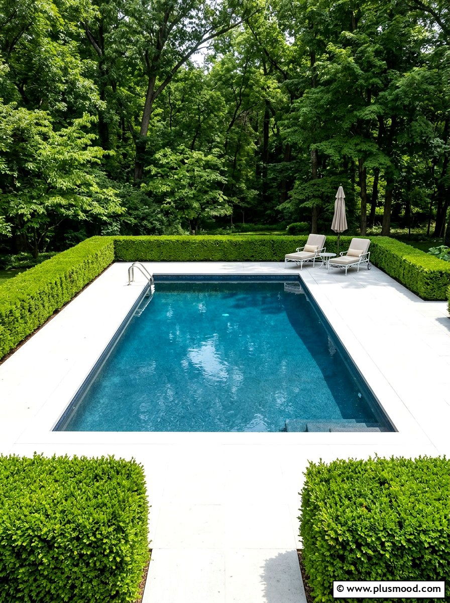 Boxwood Hedge Shaded Pool Perimeter - 25 pool landscaping ideas for shaded backyards