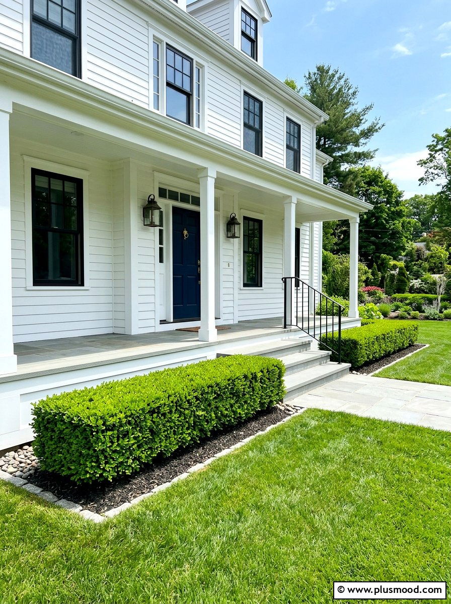Boxwood Porch Border - 25 summer minimalist front porch ideas