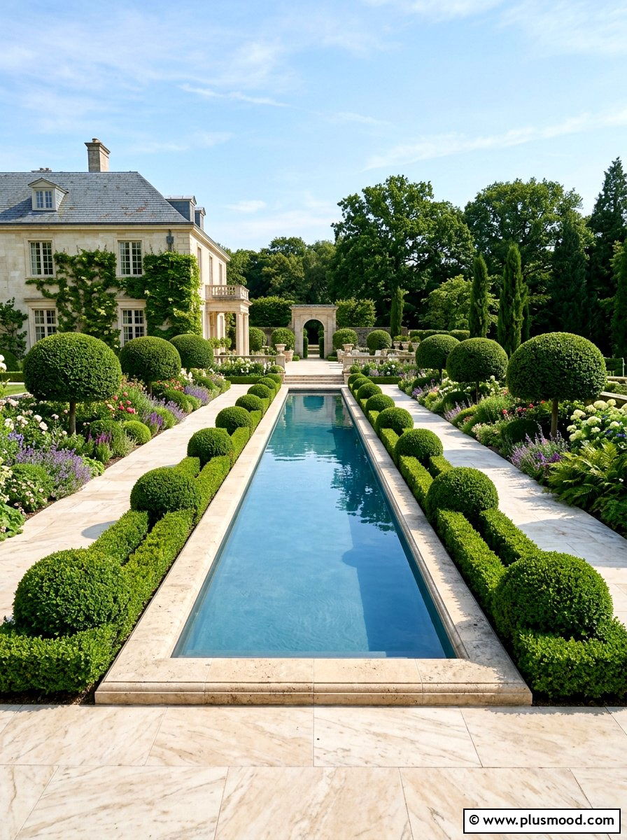 Boxwood Topiary Design - 25 pool landscaping ideas with plants