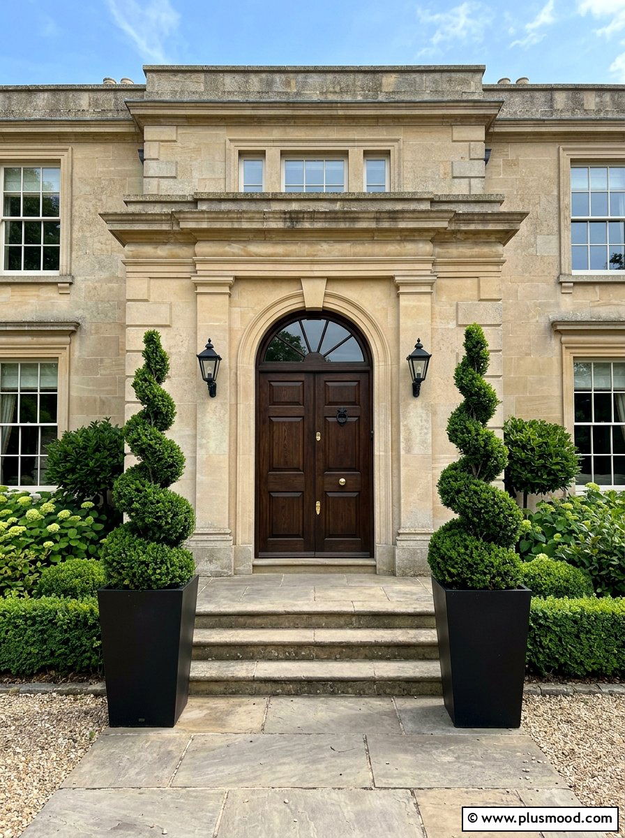 Boxwood Topiary Planter - 25 summer front door planter ideas