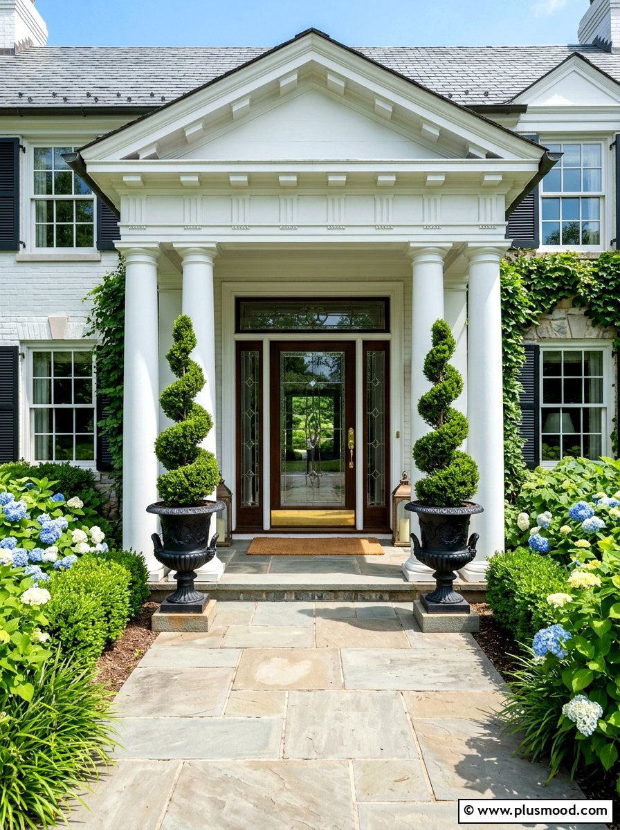 Boxwood Topiary Trees - 25 late summer front porch ideas