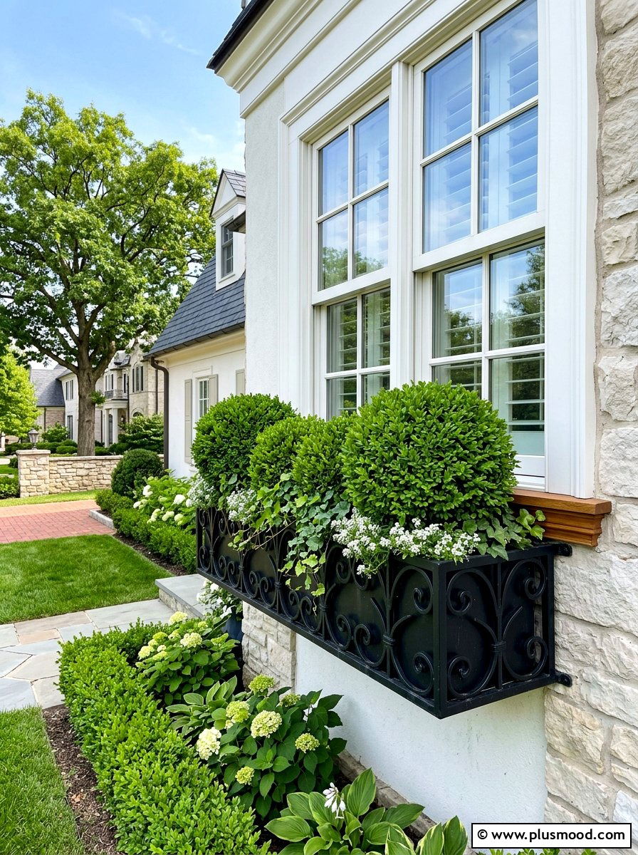 Boxwood Window Box - 25 summer window box ideas for curb appeal