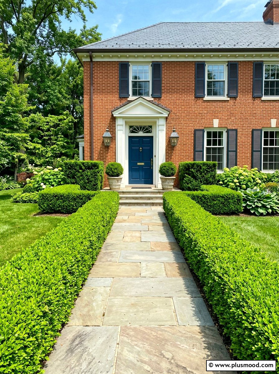 Boxwood hedge landscaping - 25 summer foundation planting ideas for summer