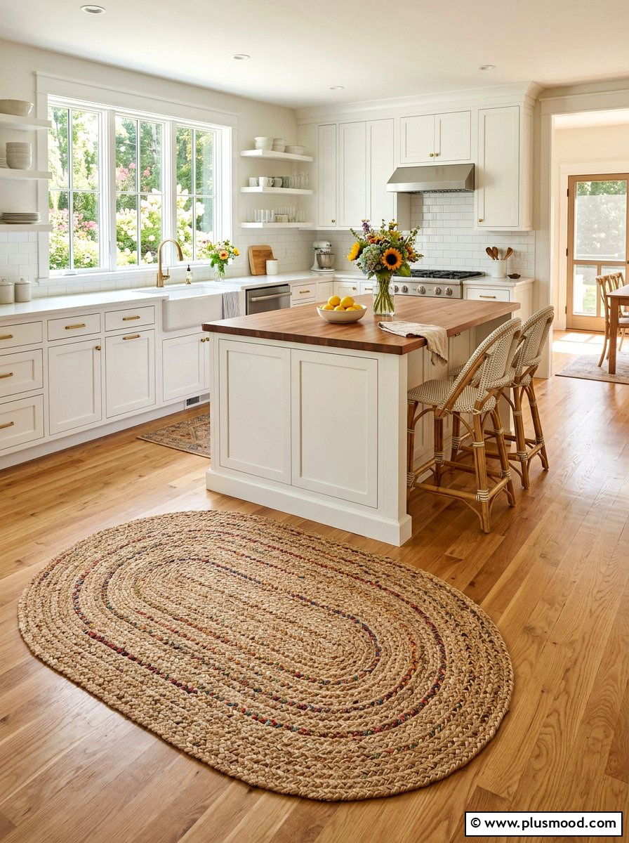 Braided Jute Rug - 25 summer farmhouse kitchen decor ideas