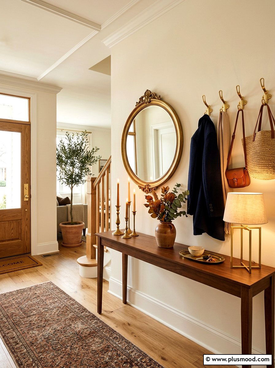 Brass Accent Entryway - 25 summer to fall entryway ideas