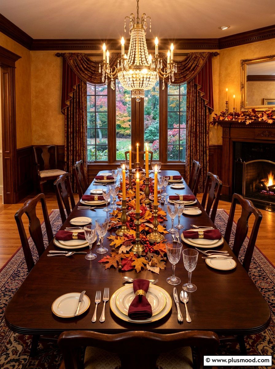 Brass Candlesticks with Autumn Foliage - 25 summer to fall centerpiece ideas