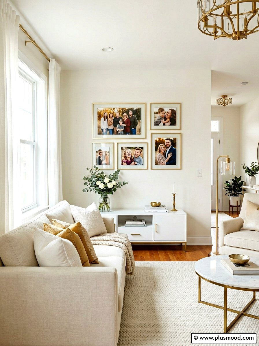 Brass Picture Frame - 25 summer shelf styling ideas for living room