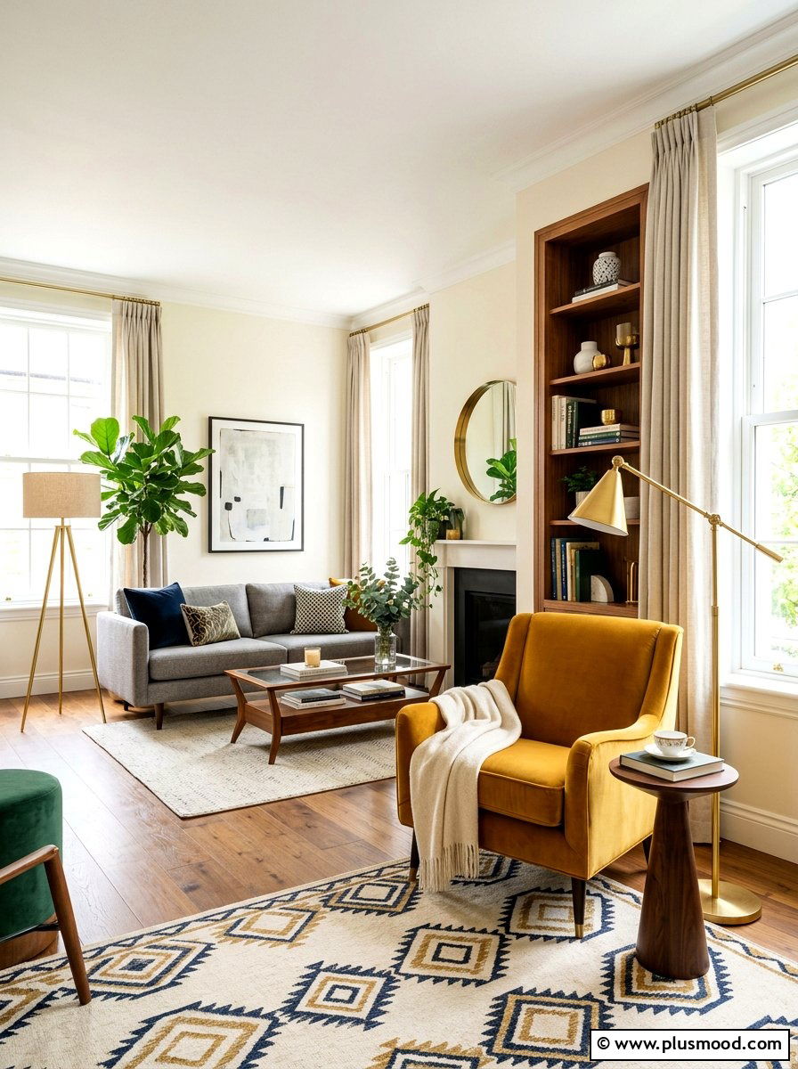 Brass floor lamps for living room - 25 summer to fall living room decor ideas