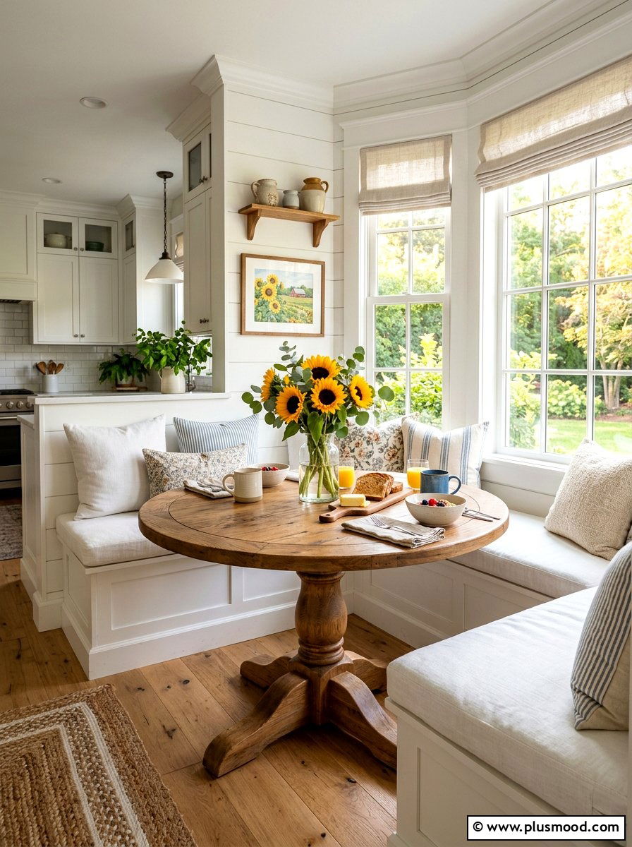 Breakfast Nook - 25 summer modern farmhouse summer decor ideas