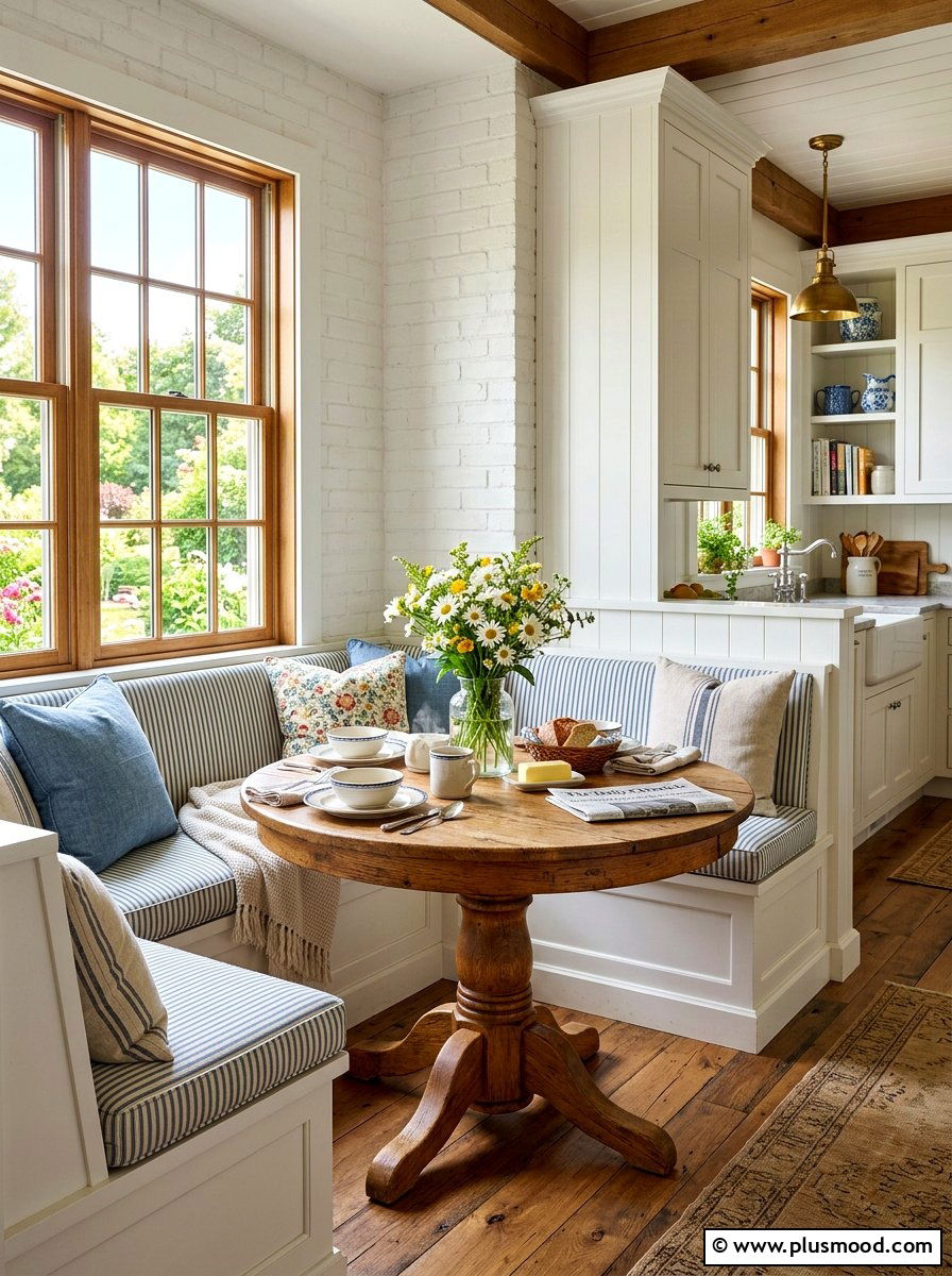Breakfast Nook Layout - 25 summer farmhouse kitchen ideas