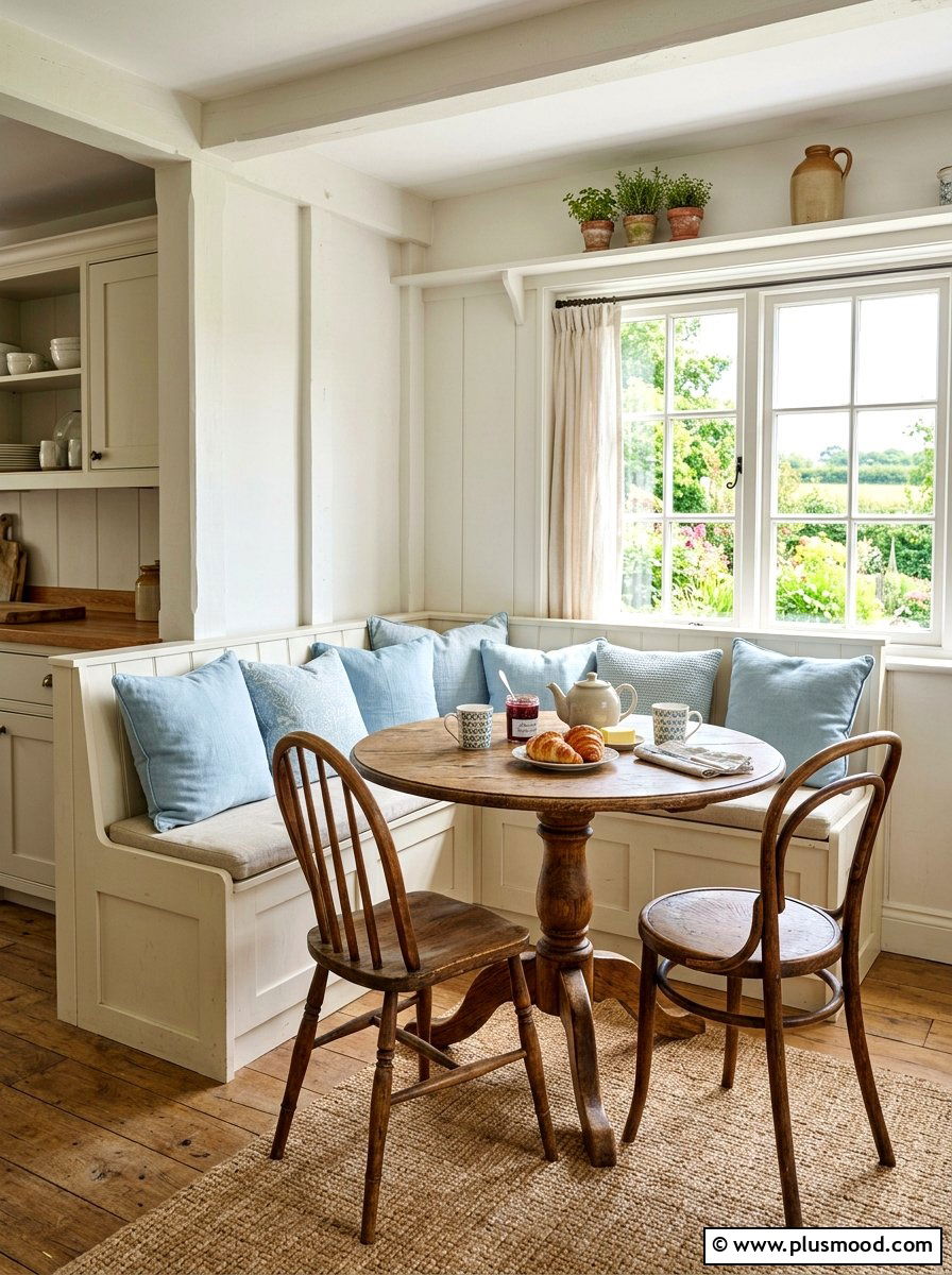 Breakfast Nook Seating - 25 summer farmhouse kitchen decor ideas