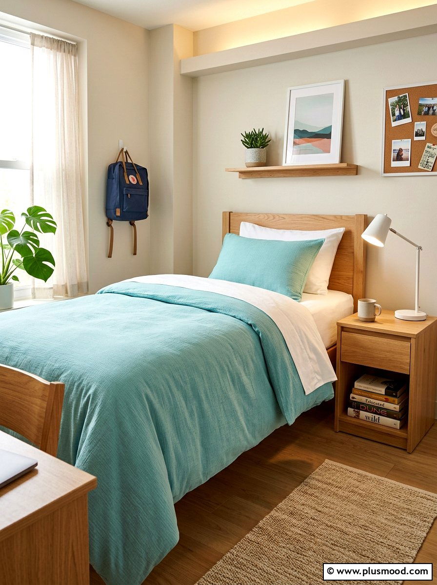 Breathable Cotton Dorm Bedding - 25 summer dorm room ideas