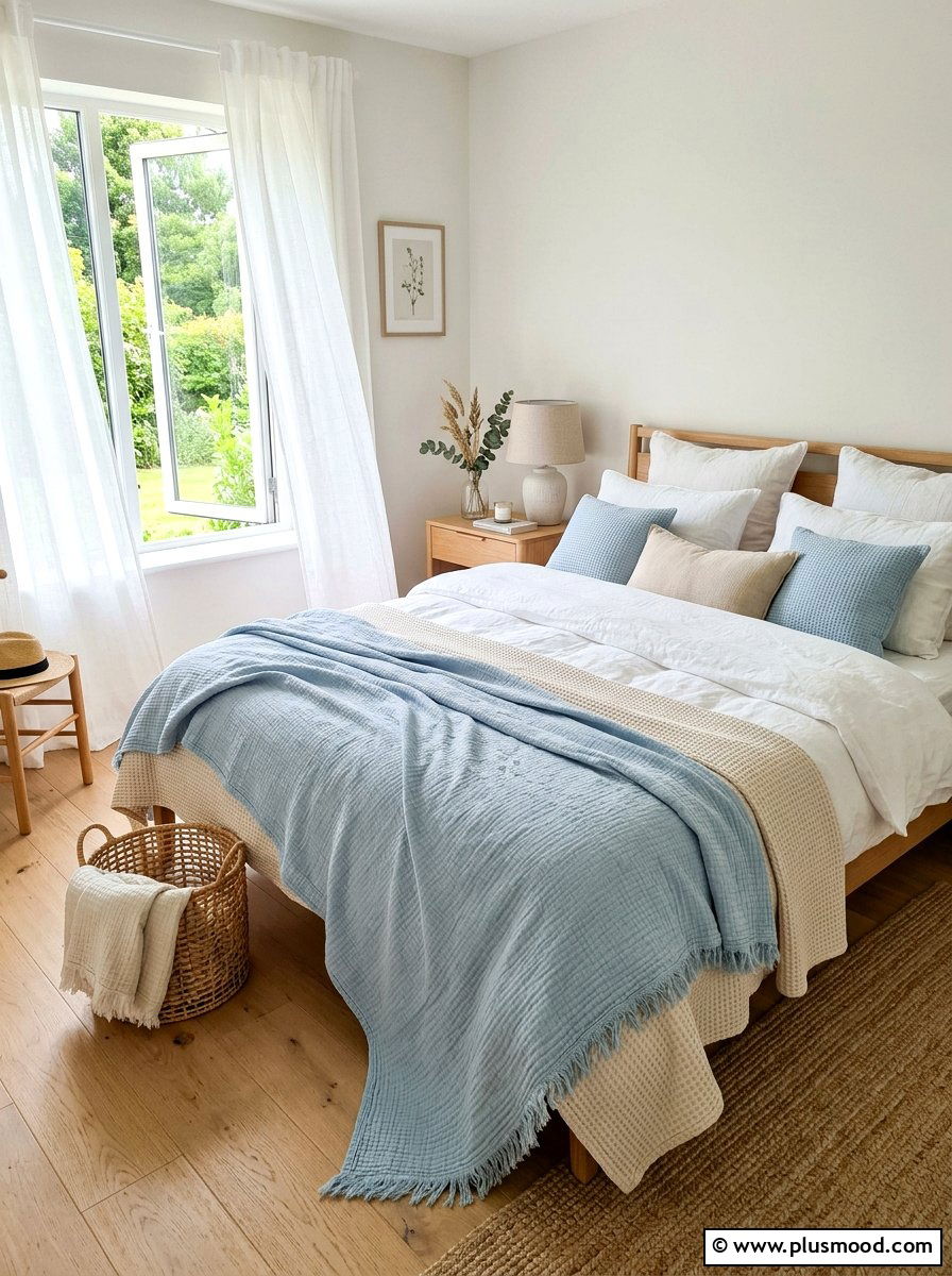 Breezy Cotton Throws - 25 summer room refresh ideas for bedroom