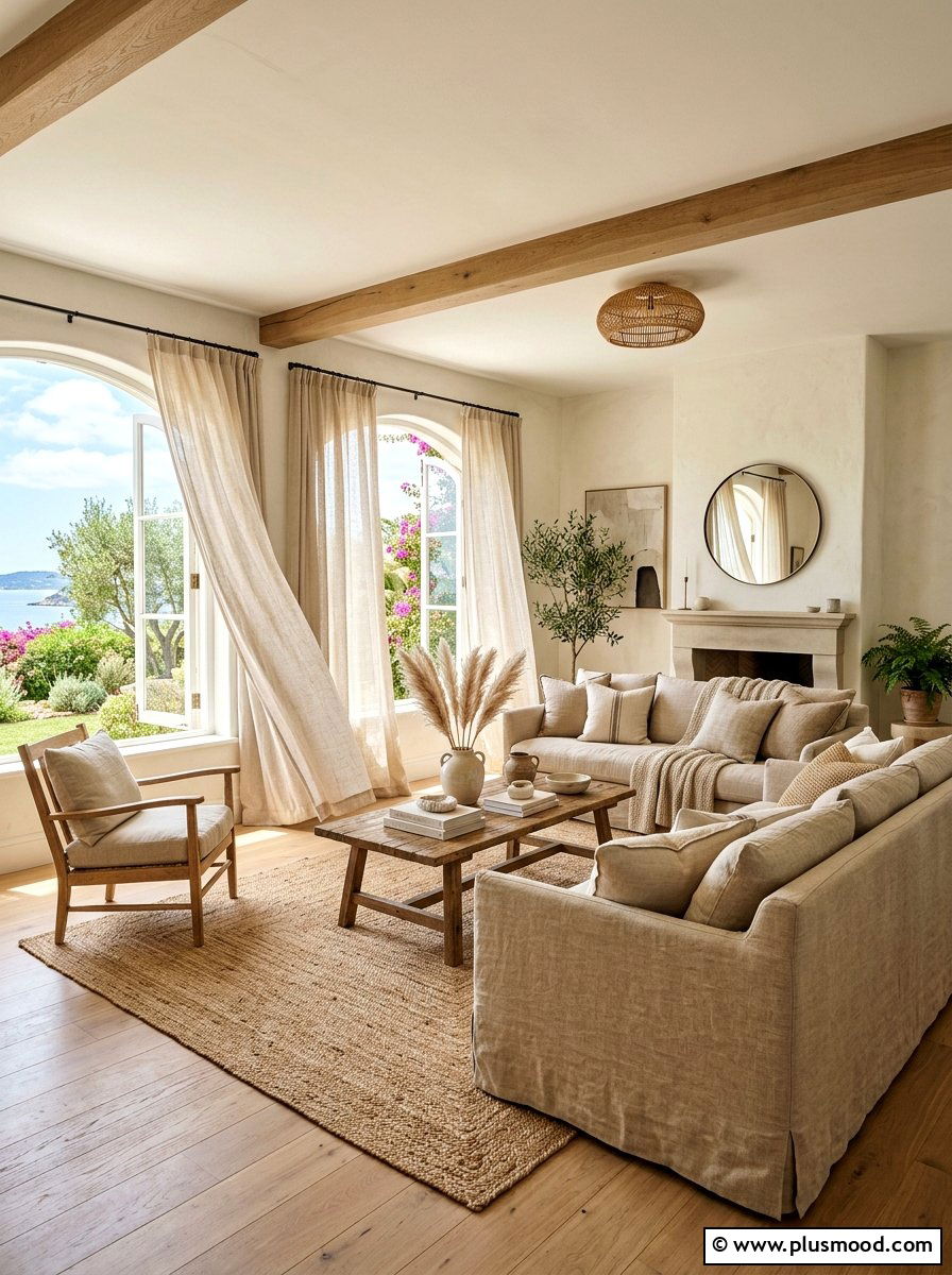 Breezy Linen Living Room - 25 summer living room makeover ideas