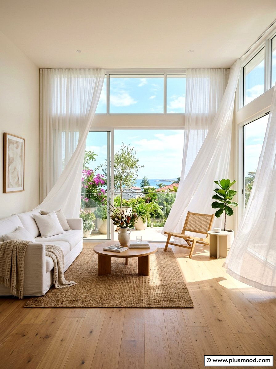 Breezy Sheer Curtain Living Room - 25 summer living room decor ideas