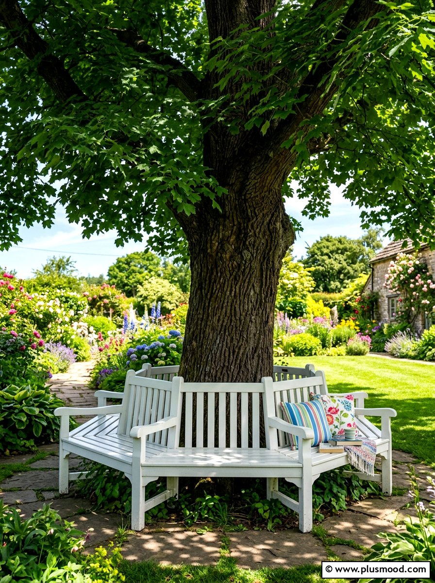Breezy Tree Bench - 25 summer backyard cooling ideas