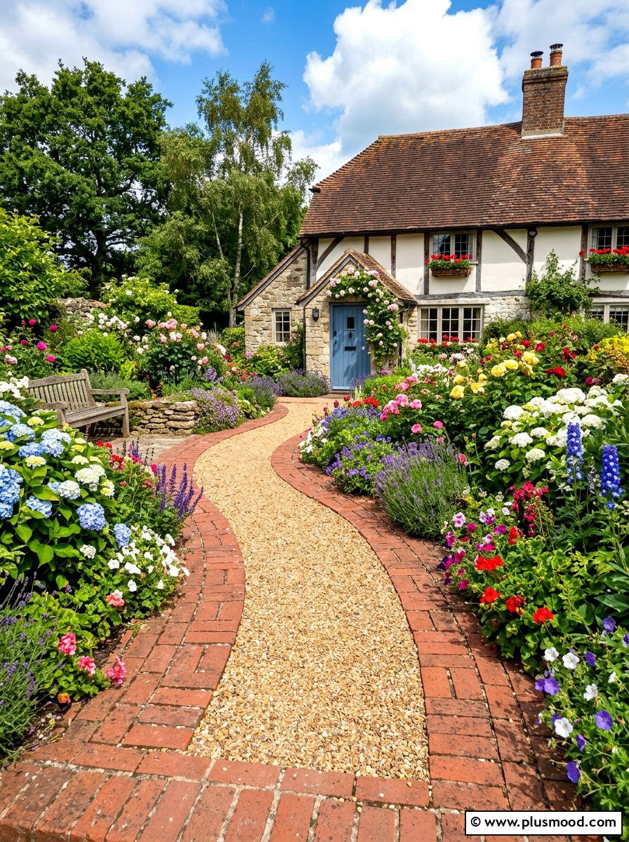 Brick And Gravel - 25 summer walkway ideas for front yard