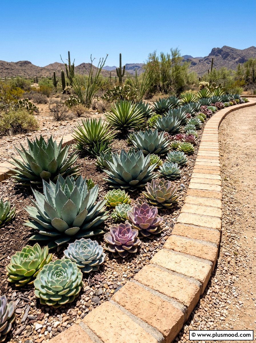 Brick Border With Succulent Garden - 25 pool landscaping ideas with brick edging