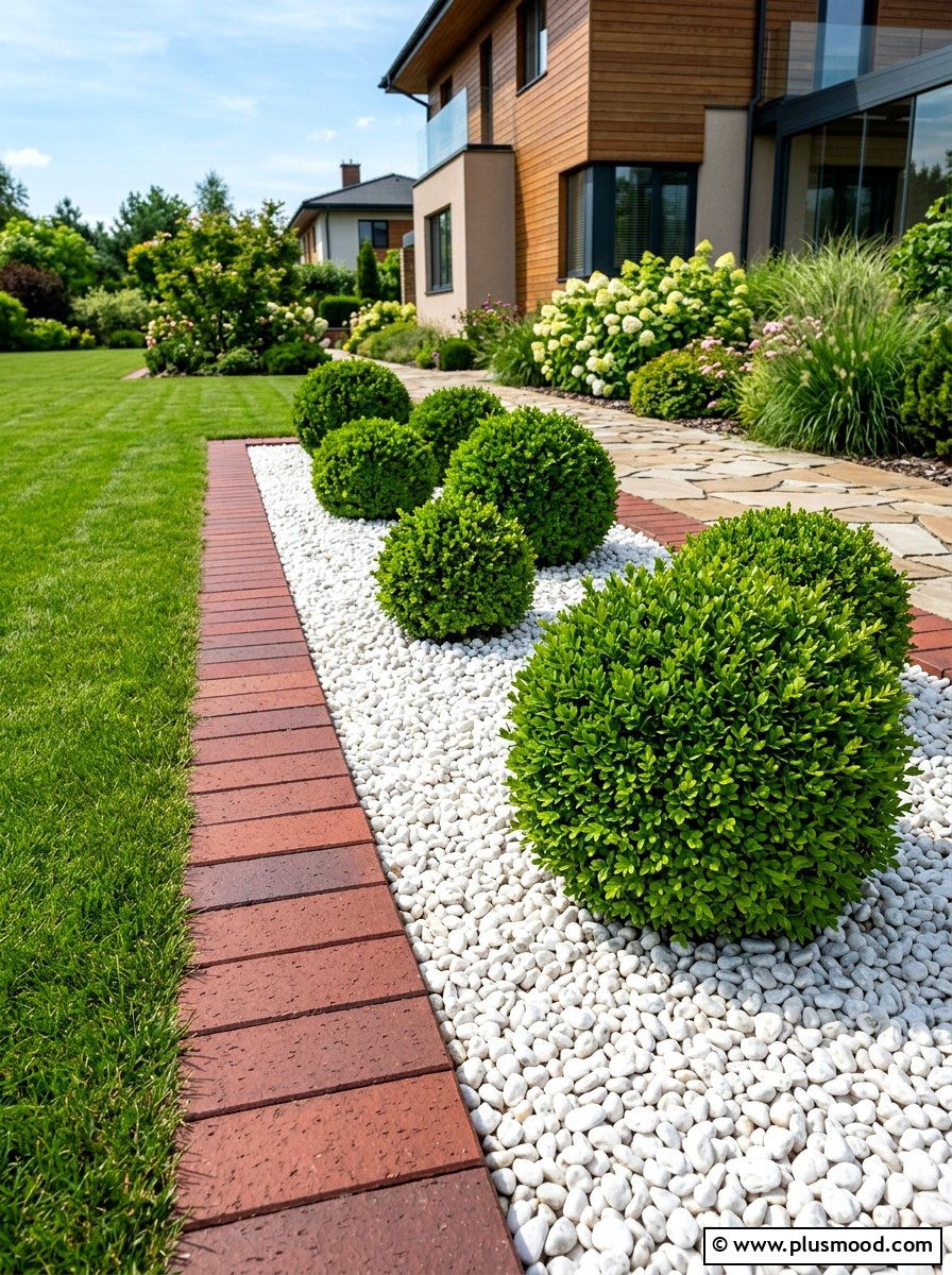 Brick Edging With White Pebble Mulch - 25 pool landscaping ideas with brick edging