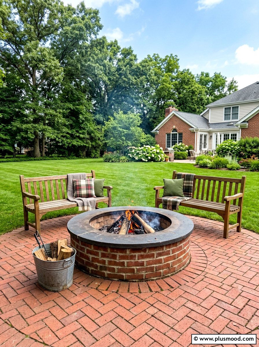Brick Masonry Fire Pit - 25 summer backyard fire pit ideas
