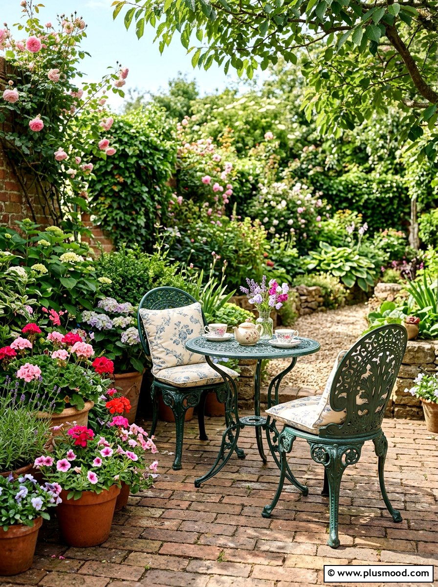 Brick Patio Bistro Set - 25 small backyard ideas with brick patio