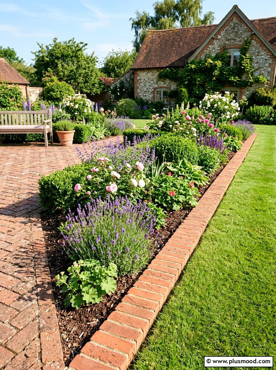 Brick Patio Garden Border - 25 small backyard ideas with brick patio