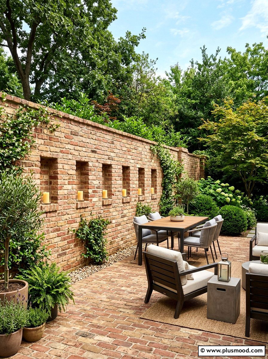 Brick Patio Privacy Wall - 25 small backyard ideas with brick patio