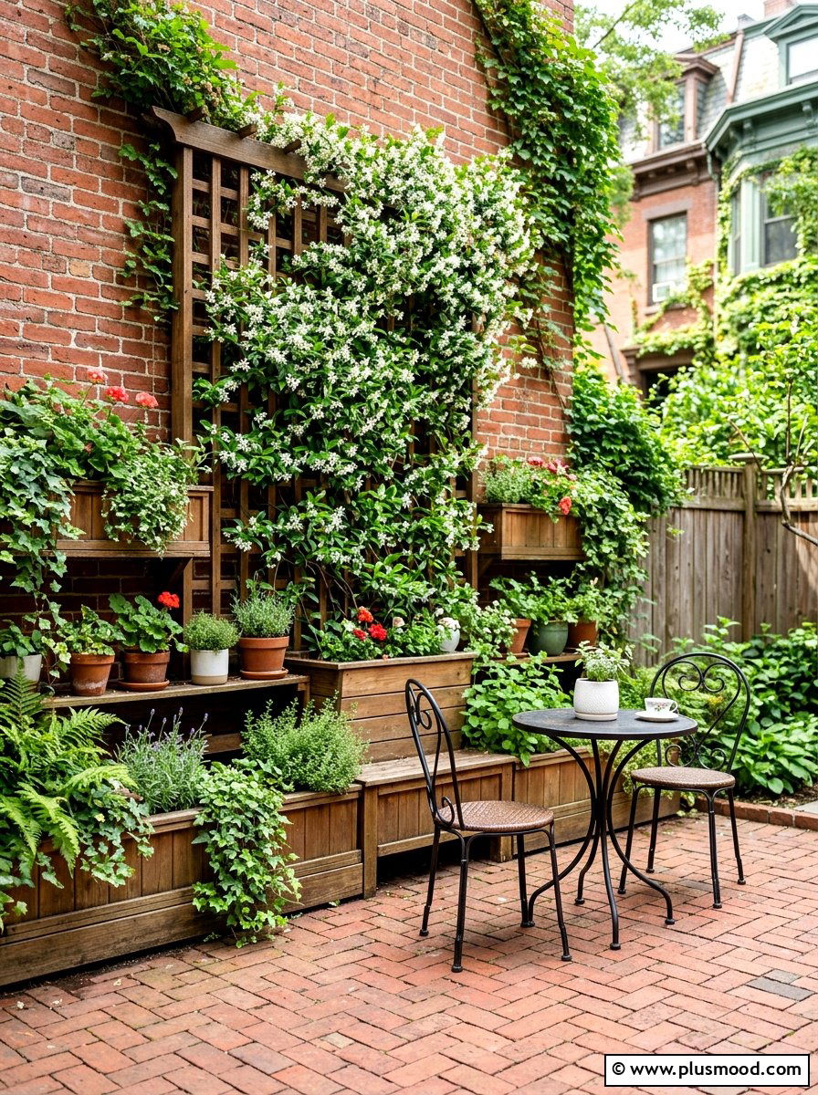 Brick Patio Vertical Garden - 25 small backyard ideas with brick patio