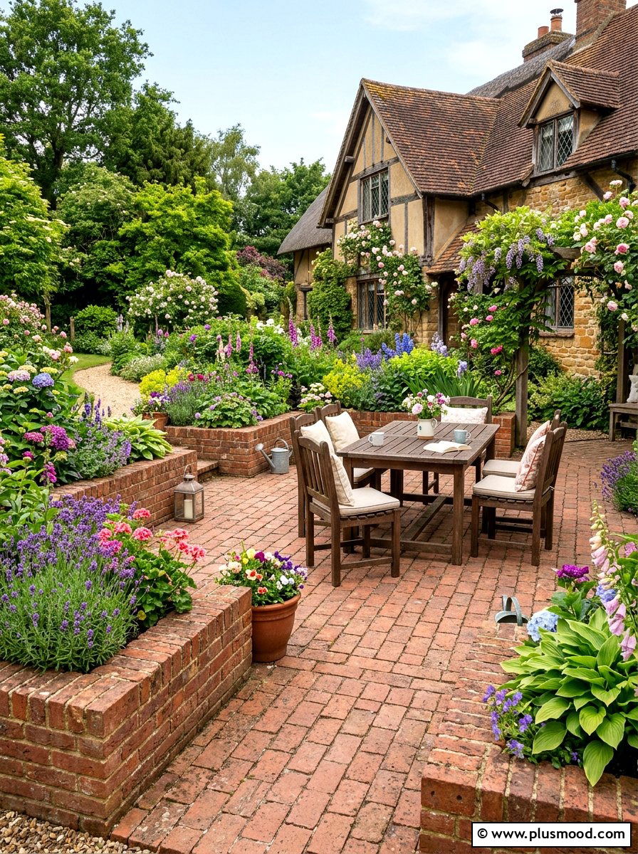 Brick Patio With Planters - 25 small backyard ideas with raised patio