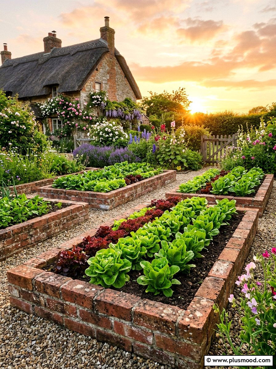 Brick Vegetable Patch - 25 small backyard ideas with raised beds