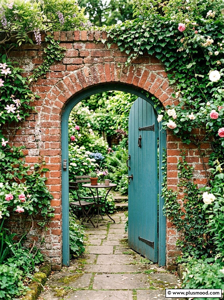 Brick Wall Garden Door - 25 small backyard ideas with gate entry