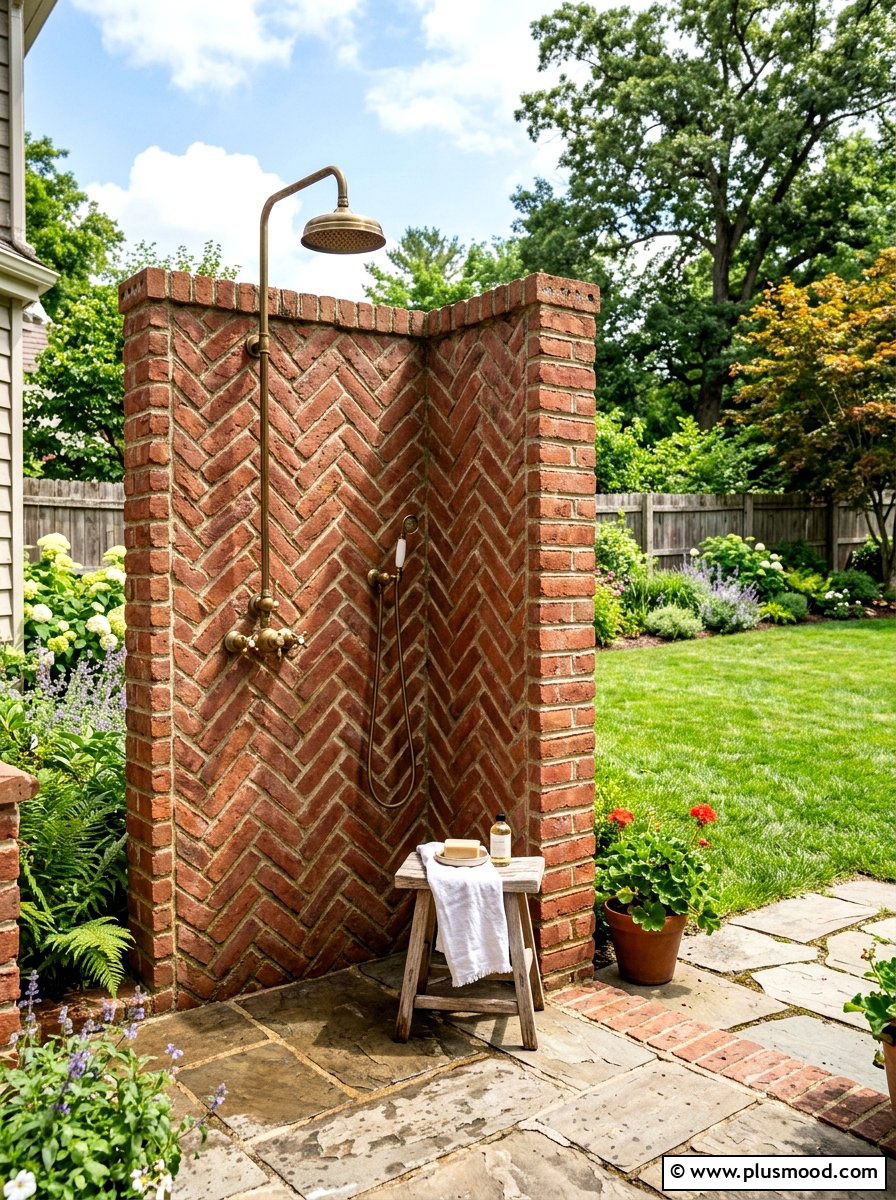 Brick outdoor shower - 25 summer outdoor shower ideas