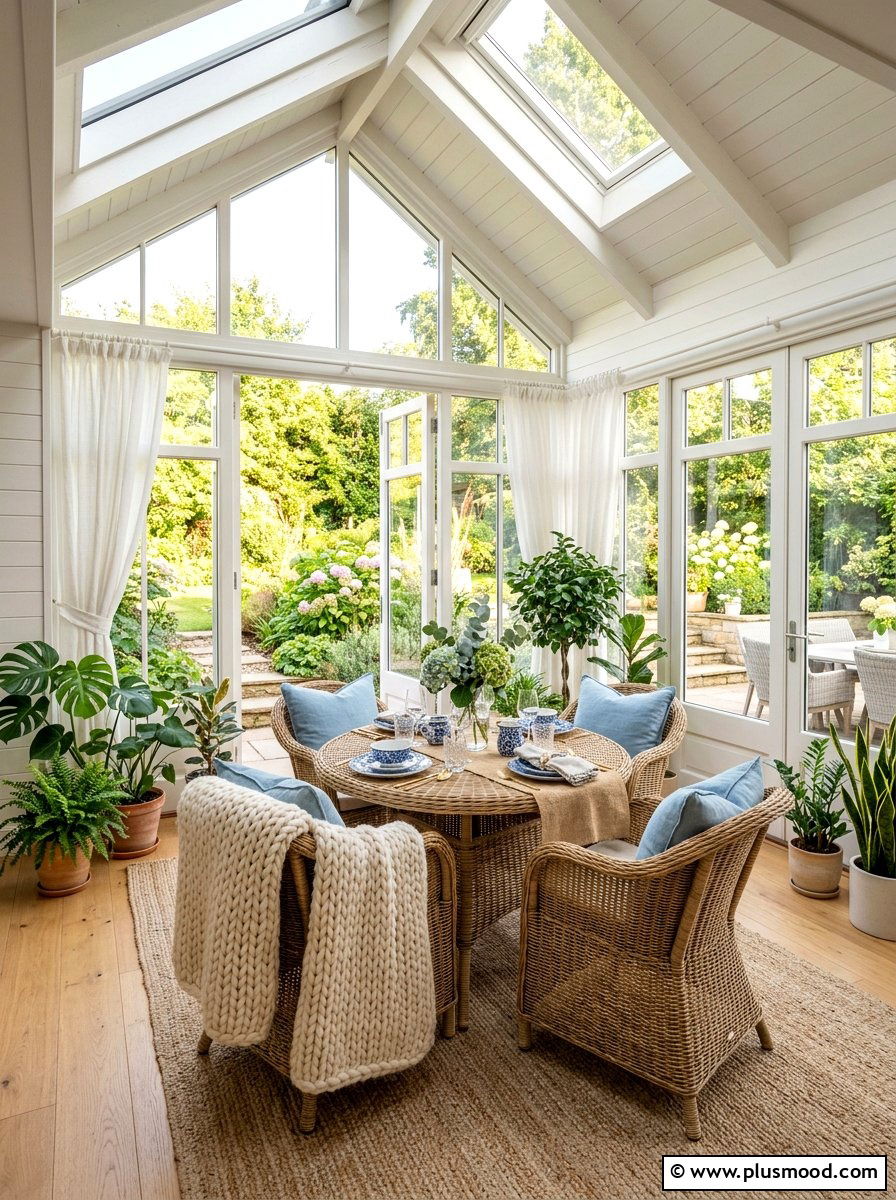 Bright Airy Sunroom Dining - 25 late summer dining room ideas
