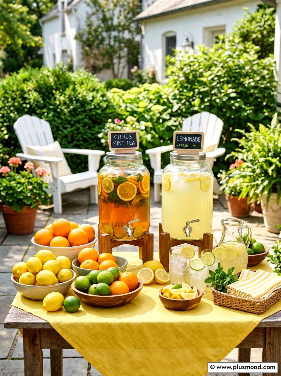 Bright Citrus Themed Display - 25 summer iced tea bar ideas