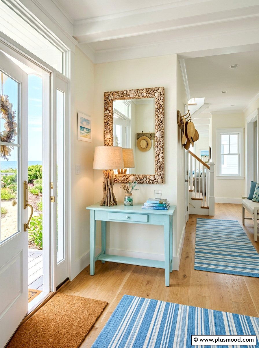 Bright Coastal Entryway - 25 summer decor ideas for open concept homes