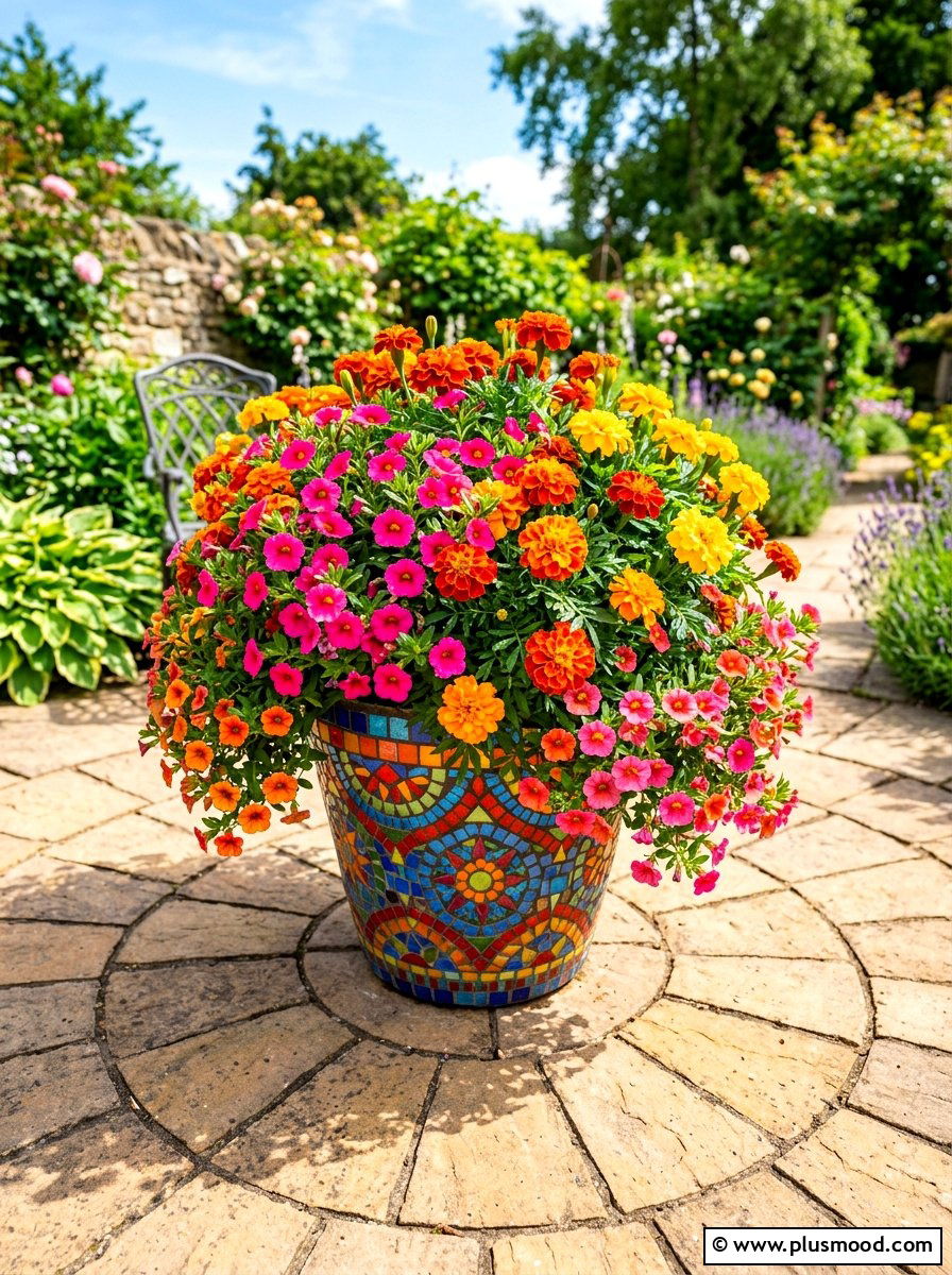 Bright Colorful Flower Mixture - 25 summer planter ideas