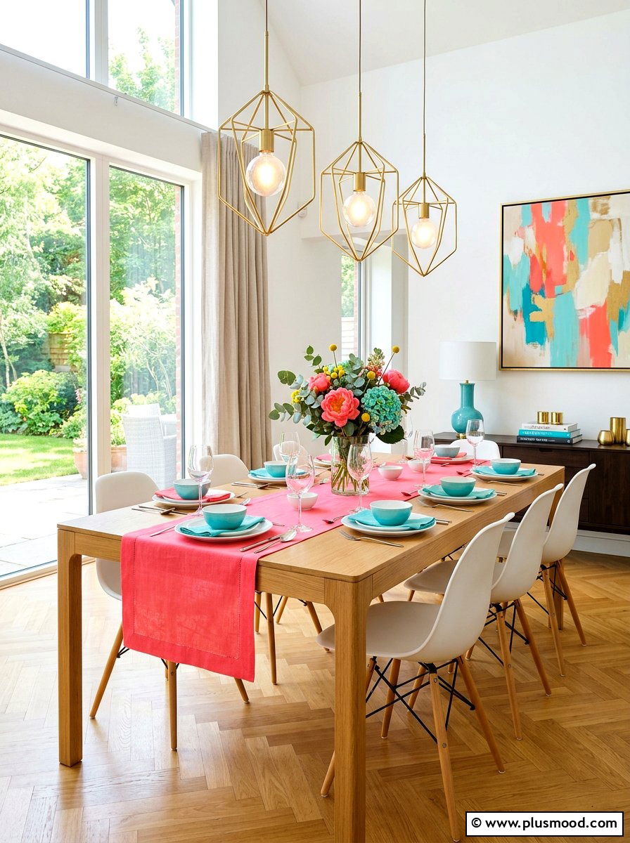 Bright Coral Summer Table Runner - 25 summer table runner ideas for summer