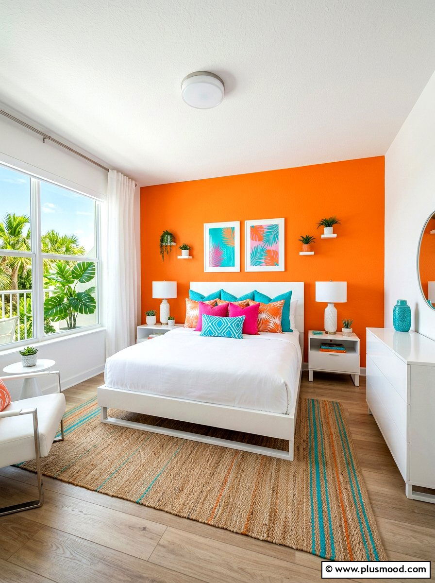 Bright Orange Bedroom - 25 summer girls bedroom ideas