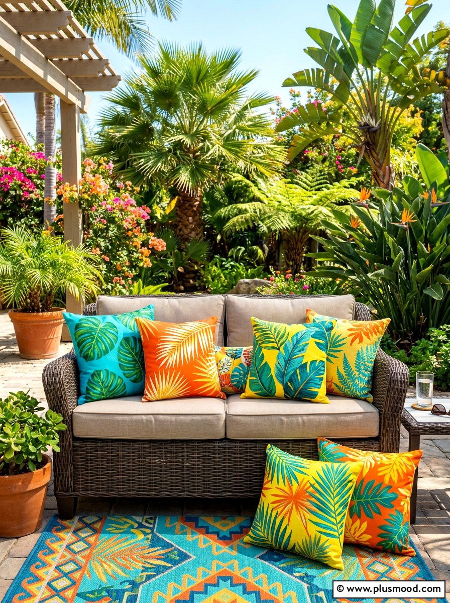 Bright Outdoor Pillows - 25 summer patio makeover ideas