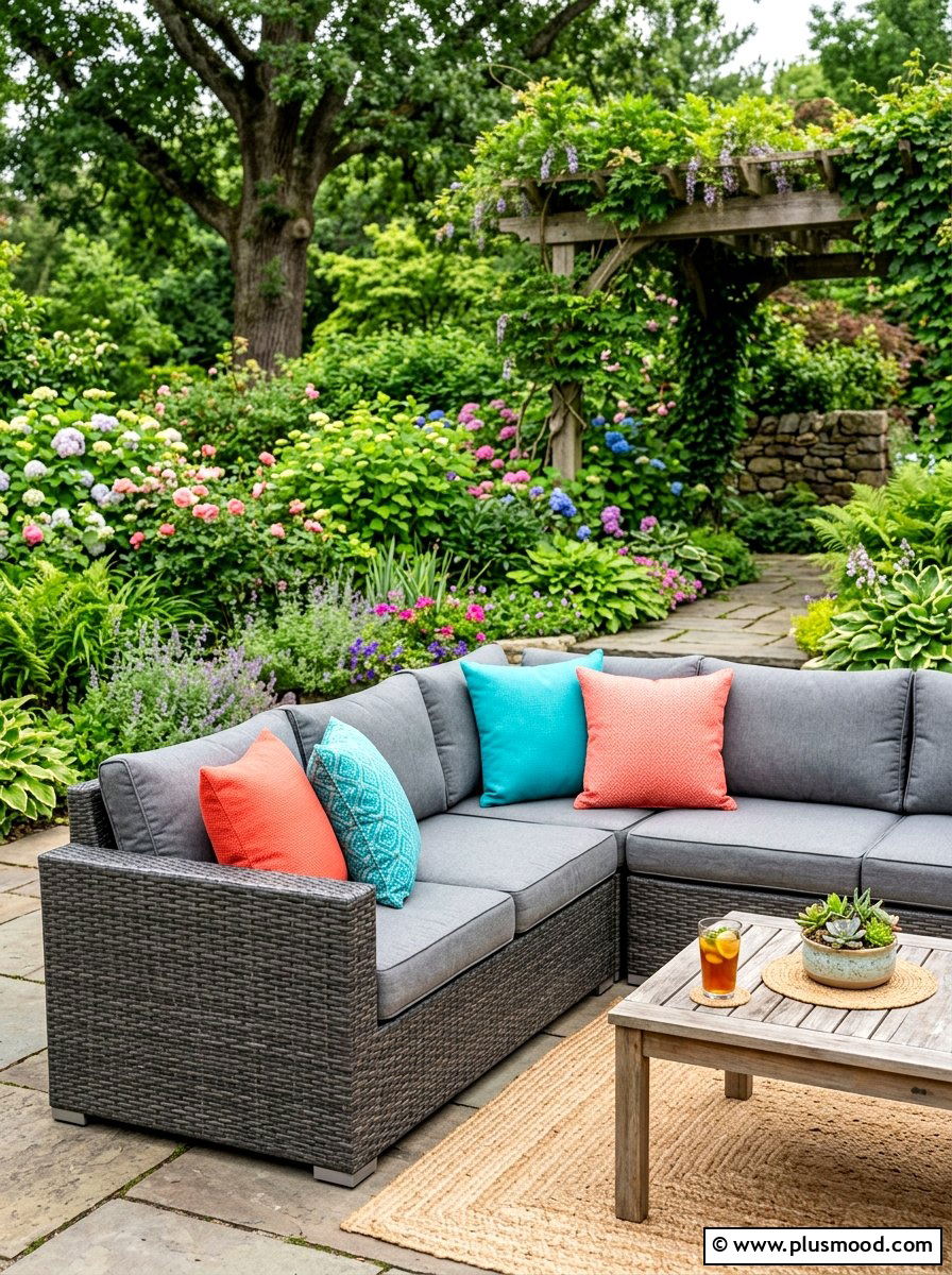 Bright Outdoor Pillows - 25 summer front porch curb appeal ideas