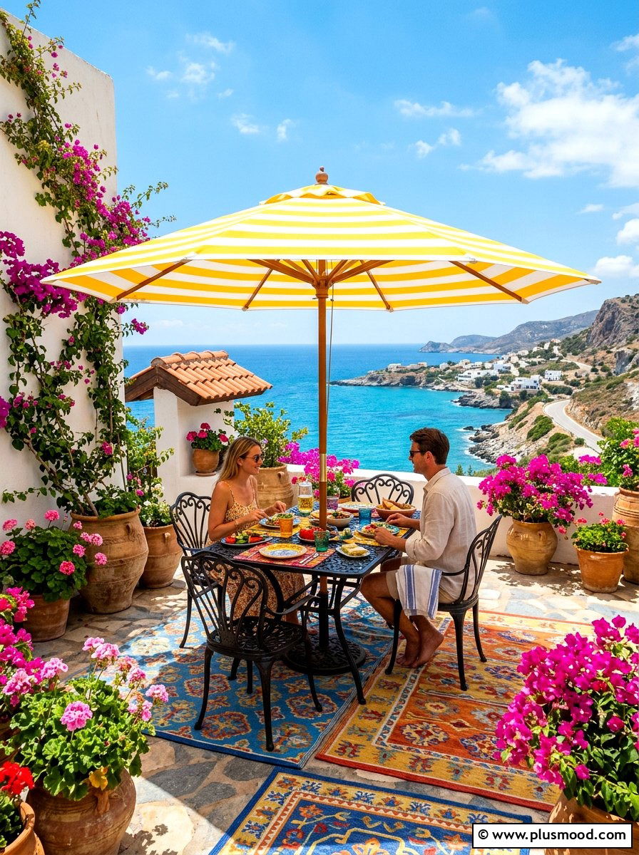 Bright Patio Umbrella - 25 last days of summer decor ideas