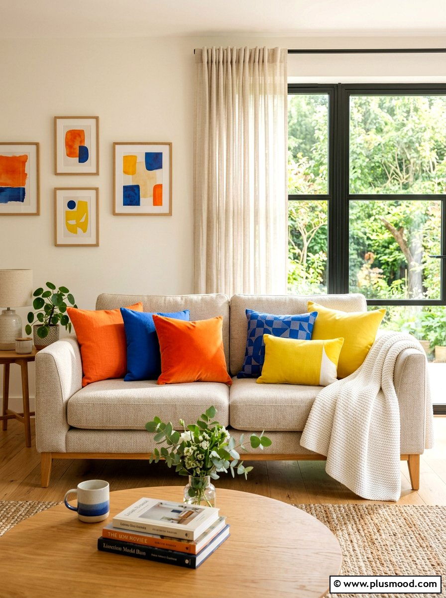Bright Throw Pillow - 25 summer decorating ideas on a budget